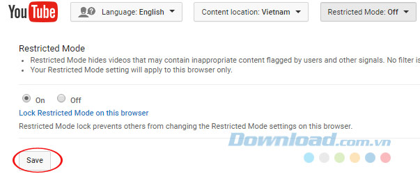 Lưu chế độ hạn chế nội dung