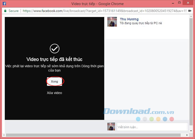 Kết thúc phát video trực tiếp Kết thúc phát video trực tiếp