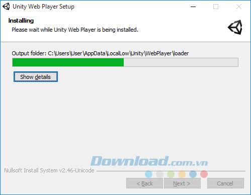 Quá trình cài đặt Unity Web Player