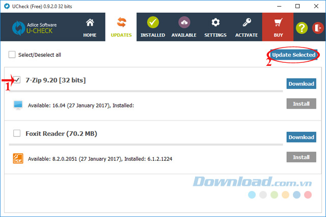 Chọn phần mềm cập nhật Chọn phần mềm cập nhật