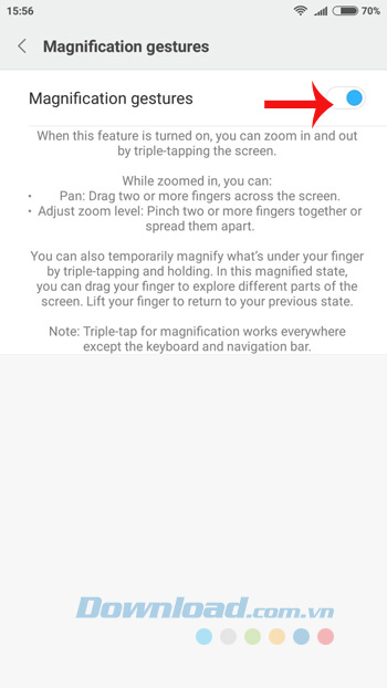 Bật Magnification Gestures