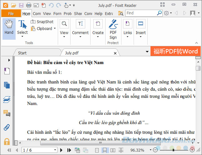 So sánh trên Foxit Mở PDF trên Foxit Reader sẽ cho bạn nhiều tùy chọn chỉnh sửa hơn