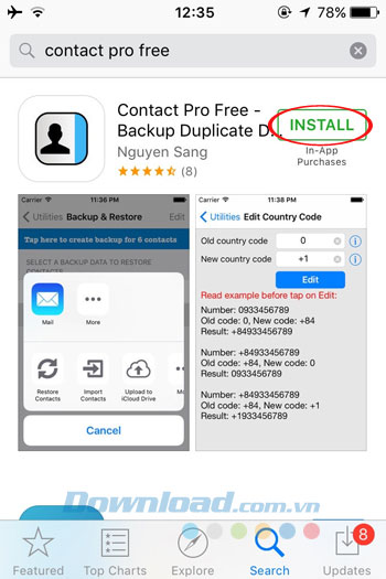 Cai đặt Contact Pro Free