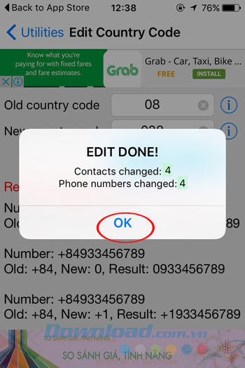 Chuyển đổi danh bạ hoàn thành
