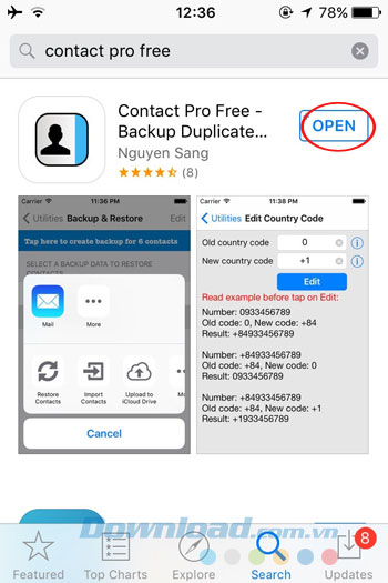 Mở Contact Pro Free