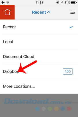 Chọn Dropbox Chọn Dropbox