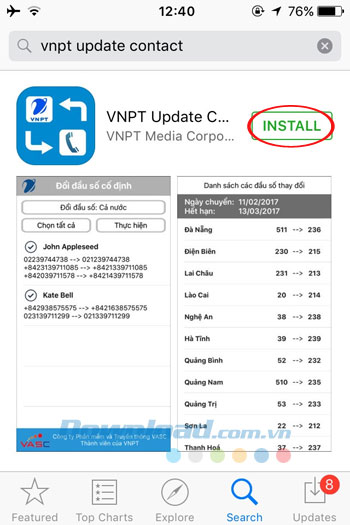 Cài đặt VNPT Update Contact