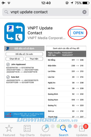 Mở VNPT Update Contact
