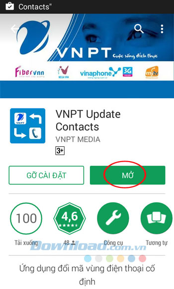 Mở VNPT Update Contact