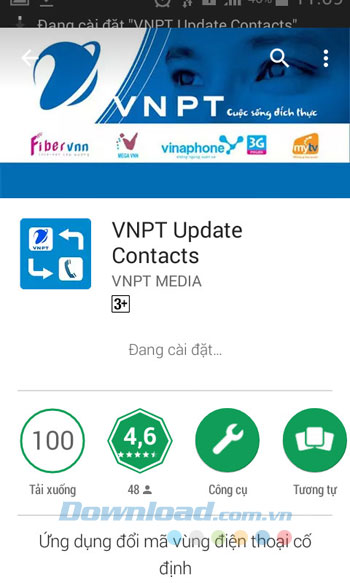 Quá trình cài đặt VNPT Update Contact