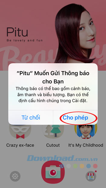 Cho phép Pitu gửi thông báo
