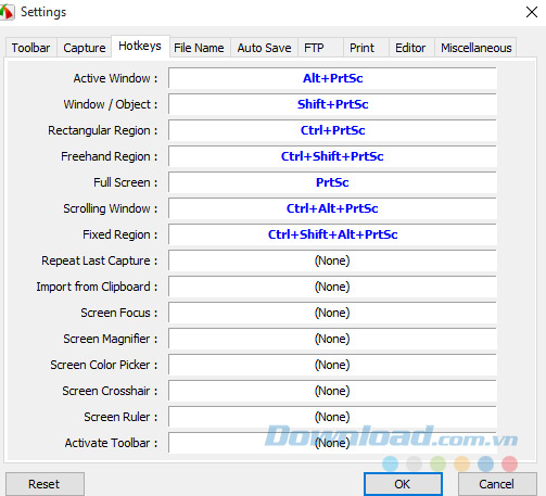 Tùy chỉnh phím tắt Tùy chỉnh phím tắt