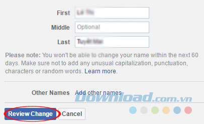 Đổi tên Facebook