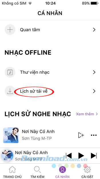 Lịch sử tải về