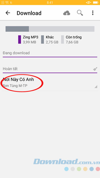 Nhấn vào ca khuc Nơi này có anh