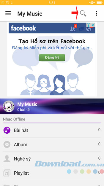 Giao diện chính Zing MP3