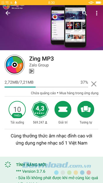 Quá trình cài đặt Zing MP3