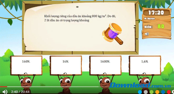 Đề thi Violympic Vật Lý lớp 6 vòng 8 năm học 2016 - 2017