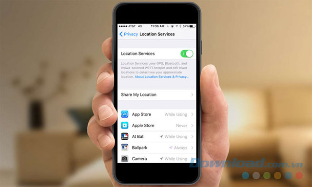Khóa thay đổi trong dịch vụ địa điểm