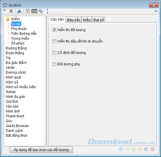 Đổi Geogebra sang tiếng Việt