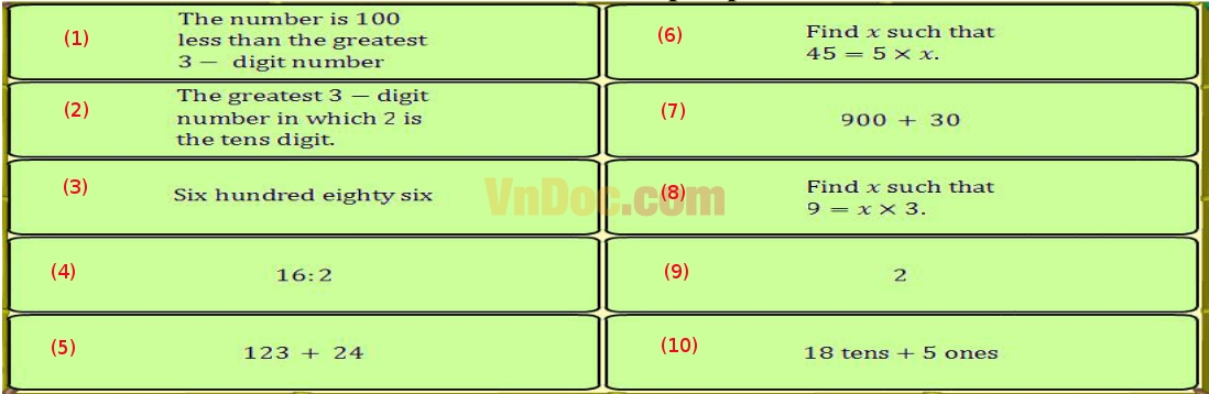 Đề thi Violympic Toán Tiếng Anh lớp 3 vòng 3