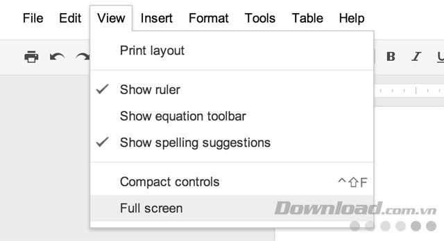 Chế độ toàn màn hình Chế độ toàn màn hình