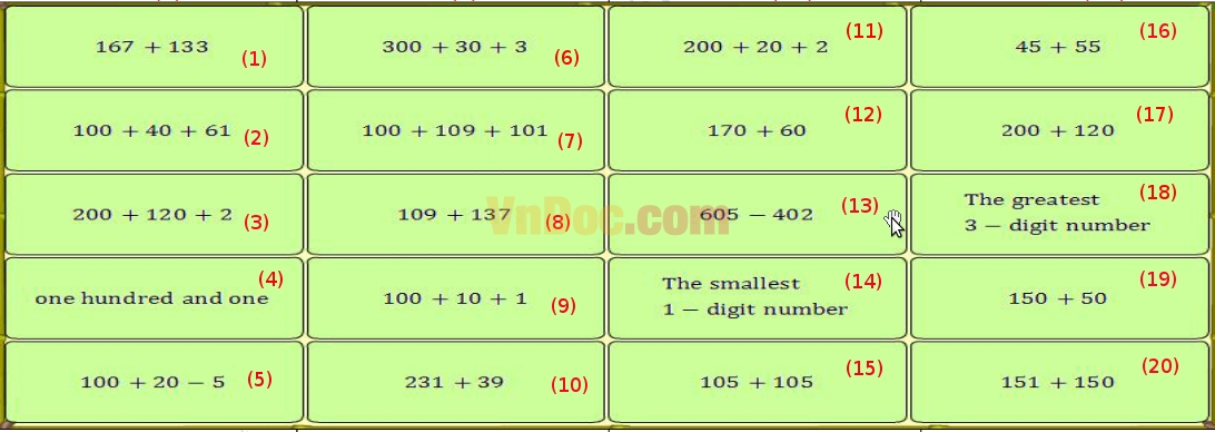 Đề thi Violympic Toán Tiếng Anh lớp 3 vòng 2