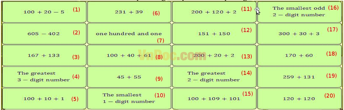 Đề thi Violympic Toán Tiếng Anh lớp 3 vòng 2
