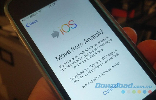 Chuyển dữ liệu sang iPhone bằng app Move to iOS