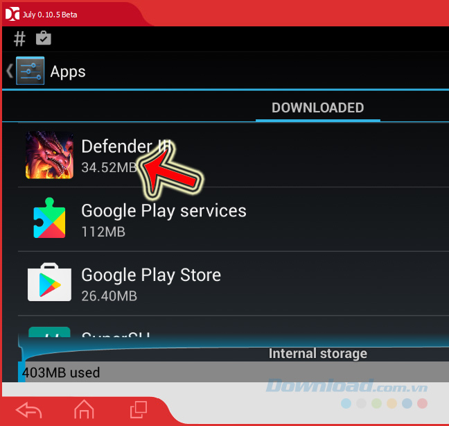 Chọn ứng dụng cần gỡ