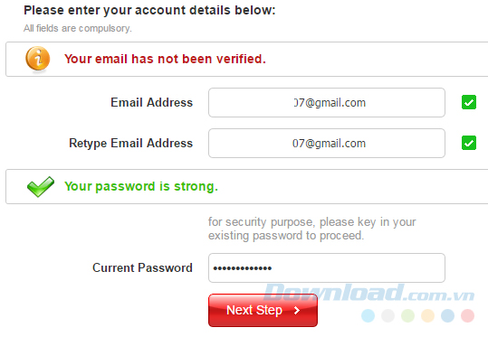 Xác nhận lại thông tin tài khoản Xác nhận lại thông tin tài khoản