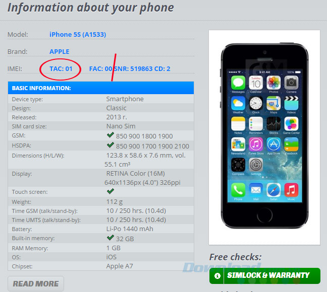 Cấu trúc của IMEI