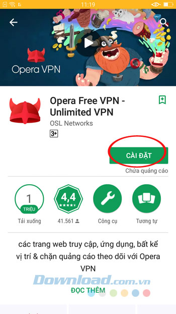 Cài đặt Opera VPN