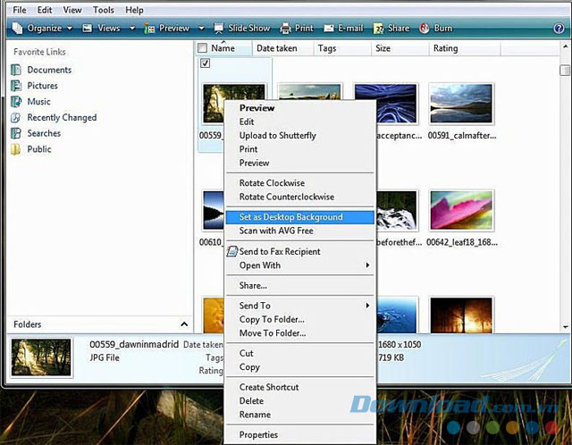 Chuột phải file ảnh để cài hình nền Chuột phải file ảnh để cài hình nền
