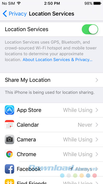 Tùy chỉnh định vị