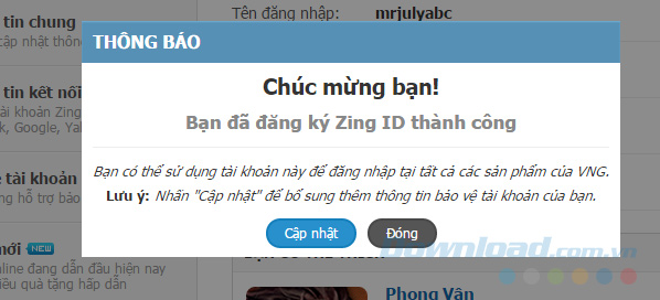 Đăng ký thành công Đăng ký thành công