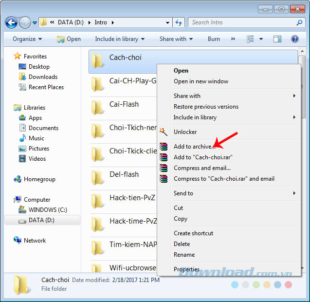 Chọn file nén Chọn file nén