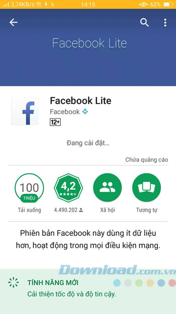 Quá trình cài đặt Facebook Lite Quá trình cài đặt Facebook Lite