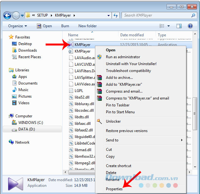 Chuột phải vào ứng dụng