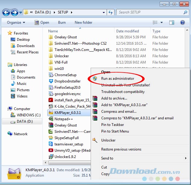Run as administrator