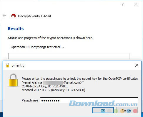 Giải mã thư bằng key riêng Giải mã thư bằng key riêng