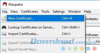 Tạo chứng chỉ mới Tạo chứng chỉ mới