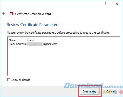 Xem lại các thông số chứng chỉ Xem lại các thông số chứng chỉ