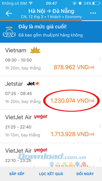 Chọn chuyến bay Chọn chuyến bay