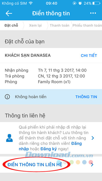 Điền thông tin liên hệ