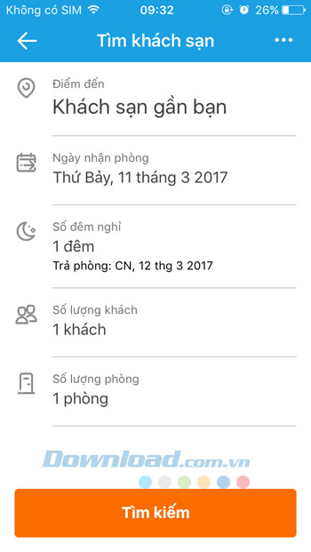 Điền thông tin khách sạn