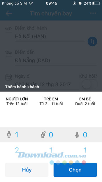 Chọn hành khách Chọn hành khách