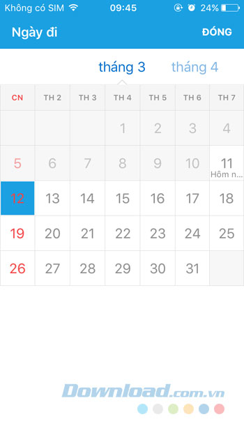 Chọn ngày đi Chọn ngày đi