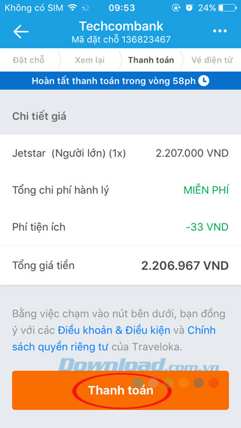 Thanh toán máy bay Thanh toán máy bay