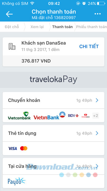 Thanh toán phòng khách sạn